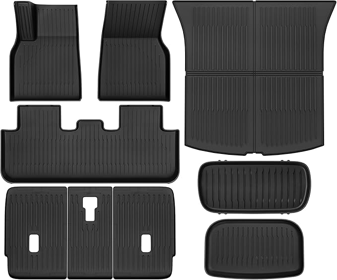 YITAMOTOR Floor Mats Fit for Model Y Juniper 5-Seater (NOT for 7-Seat), 9PCS TPE All-Weather Car Mats Full Set Interior Accessories with 1st & 2nd Row, Back Seat Mats and Cargo Liner