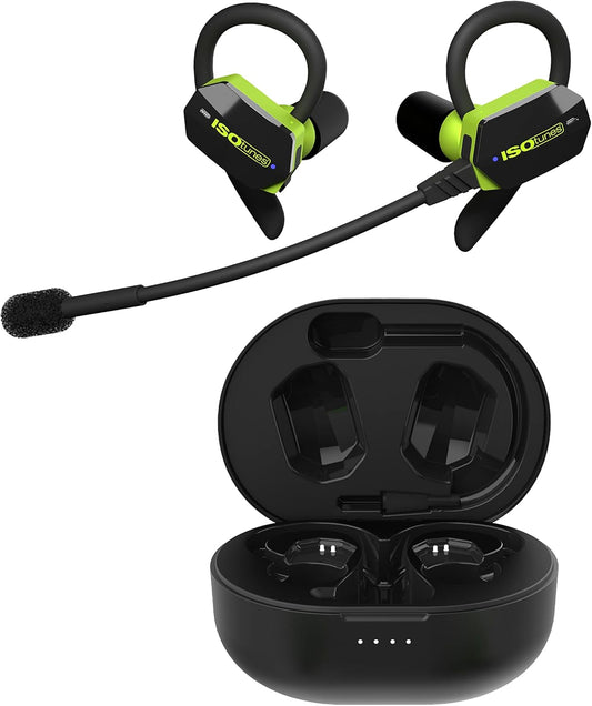 ISOtunes ULTRACOMM Aware Hearing Protection: True Wireless Bluetooth Hearing Protection with Detachable Boom Mic and Level Dependent Audio Passthrough