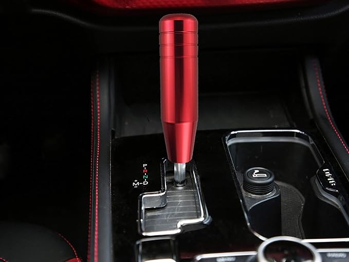 Abfer 5" Red Shift Knob, Aluminum Alloy Weighted Shifter Knobs Metal Gear Lever Stick Handle Fit Most Automatic Manual Vehicle