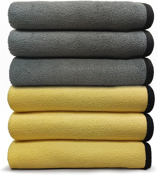VPD Microfiber Coral Fleece Towels - Dark Yellow, Ultimate Car Drying Towels, Extra Large, Super Absorbent, Lint and Scratch Free, Perfect for Car Wax Polishing (6, 15.75" by 23.5")