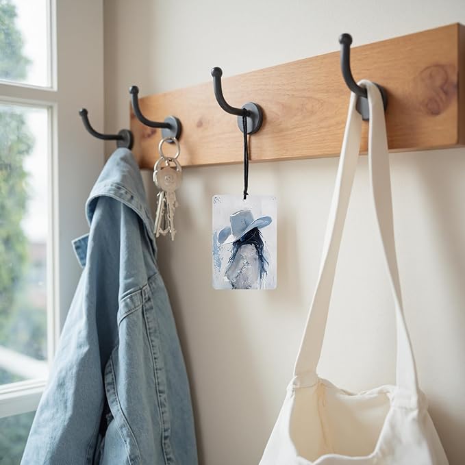 Trendy Western Cowgirl Car Air Freshener 4 Pcs, Retro Horse Cowgirl Boots Bow Hanging Air Freshener for Cars Closet Drawer Books Bathroom, Girly Car Accessories Mirror Decor for Women（Blue)