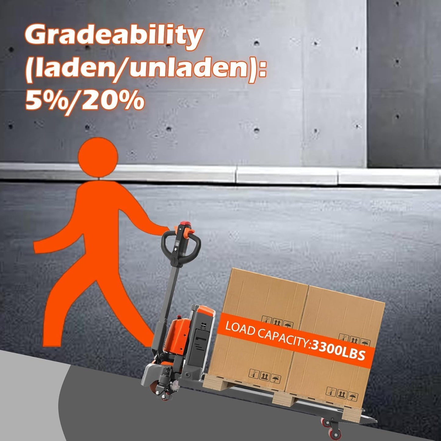 Tory Carrier Full Electric Power Pallet Jack Truck 3300lb Cap. 48" x 27" Fork Size, Lithium Battery Motorized Trucks Lift for Material Handling