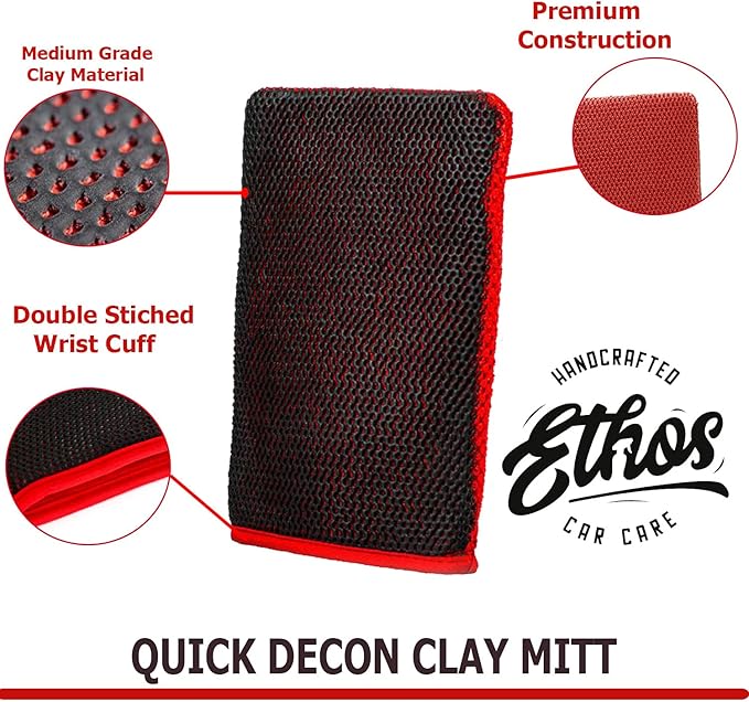 Ethos Quick Decon Mitt - Car Wash Mitt, Clay Bar Tool for Auto Detailing and Polishing