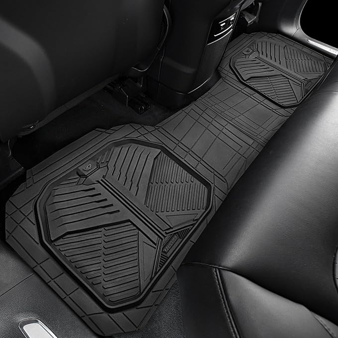 CAR PASS Heavy Duty Rubber Rear Car Mat, Deep-Dish Odorless Car Floor Mats All Weather, Universal Trim-to-Fit for SUVs Trucks Sedans, Waterproof Anti-Slip, Black