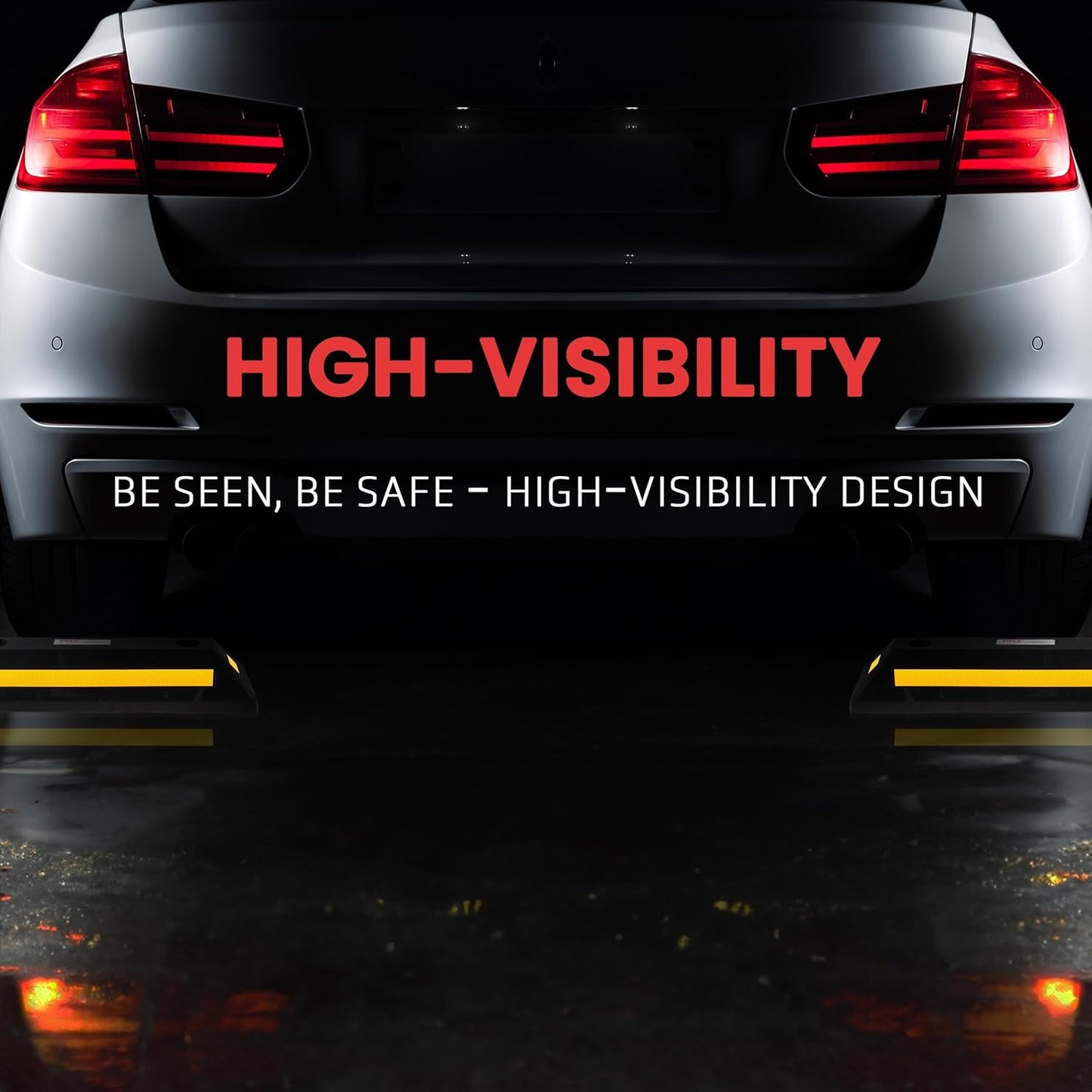 PYLE Garage Floor Stops for Vehicles - 2PC Heavy Duty Rubber Vehicle Parking Lot Target Stoppers, Truck Curb Tire Wheel Guide Blocks, Car Park Aid Assist Bumpers/Stopper for Driveway Stop -PCRSTP22