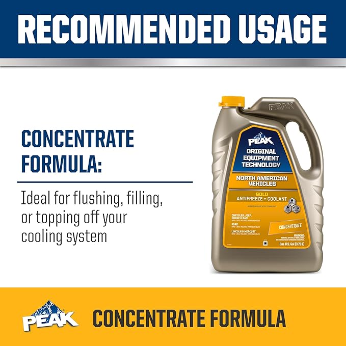 PEAK OET Extended Life Gold Concentrate Antifreeze/Coolant for North American Vehicles, 1 Gal.