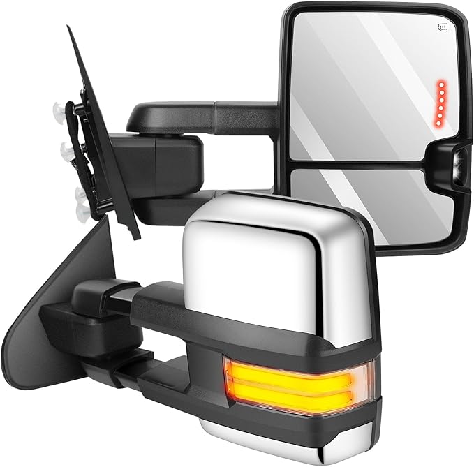 ECCPP Towing Mirrors Tow Mirrors With 2014-2020 For Chevy Silverado For GMC Sierra 1500/2500/3500 HD Power Adjusted Heated Led Turn Signal Running Back Up Light Pickup Truck