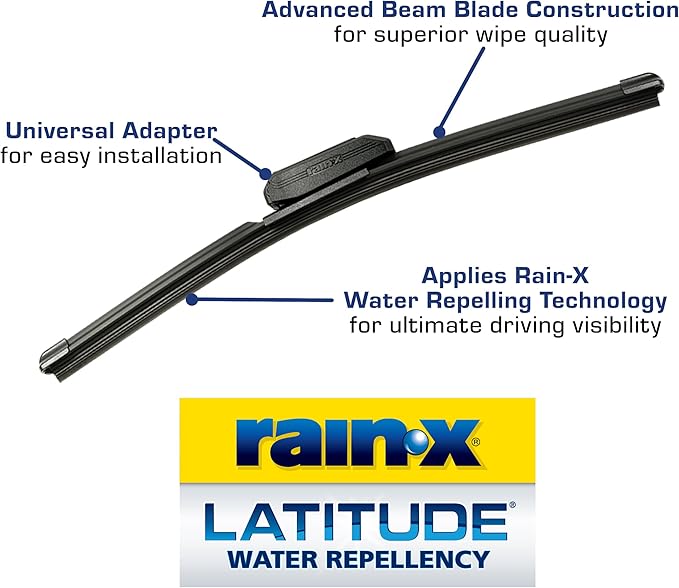 Rain-X 810169 Latitude 2-In-1 Water Repellent Wiper Blades, 19 Inch Windshield Wipers (Pack Of 2), Automotive Replacement Windshield Wiper Blades With Patented Rain-X Water Repellency Formula