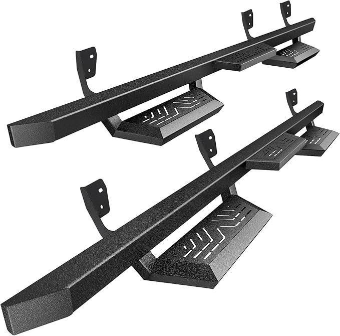 PZ Running Boards Side Steps Compatible with 09-18 Dodge Ram 1500 Crew Cab(Incl 19-24 Classic),10-24 RAM 2500 3500,Bolt-on Nerf Bar Step Bars,Two Stairs Textured Powder Coated