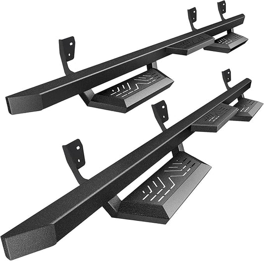 PZ Running Boards Side Steps Compatible with 09-18 Dodge Ram 1500 Crew Cab(Incl 19-24 Classic),10-24 RAM 2500 3500,Bolt-on Nerf Bar Step Bars,Two Stairs Textured Powder Coated