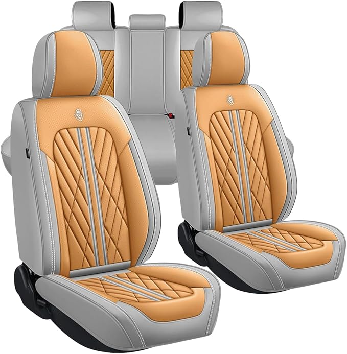 Universal Fit Waterproof Breathable Nappa Leather Automotive Vehicle Car Seat Covers Set Cushion Protector for Sedan SUV