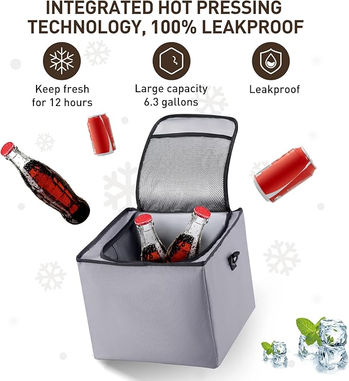 HIRALIY 4 in 1 Car Trunk Storage Organizer, Multi Compartment Foldable Trunk Storage Box with Leakproof Insulated Bag for Car Truck SUV