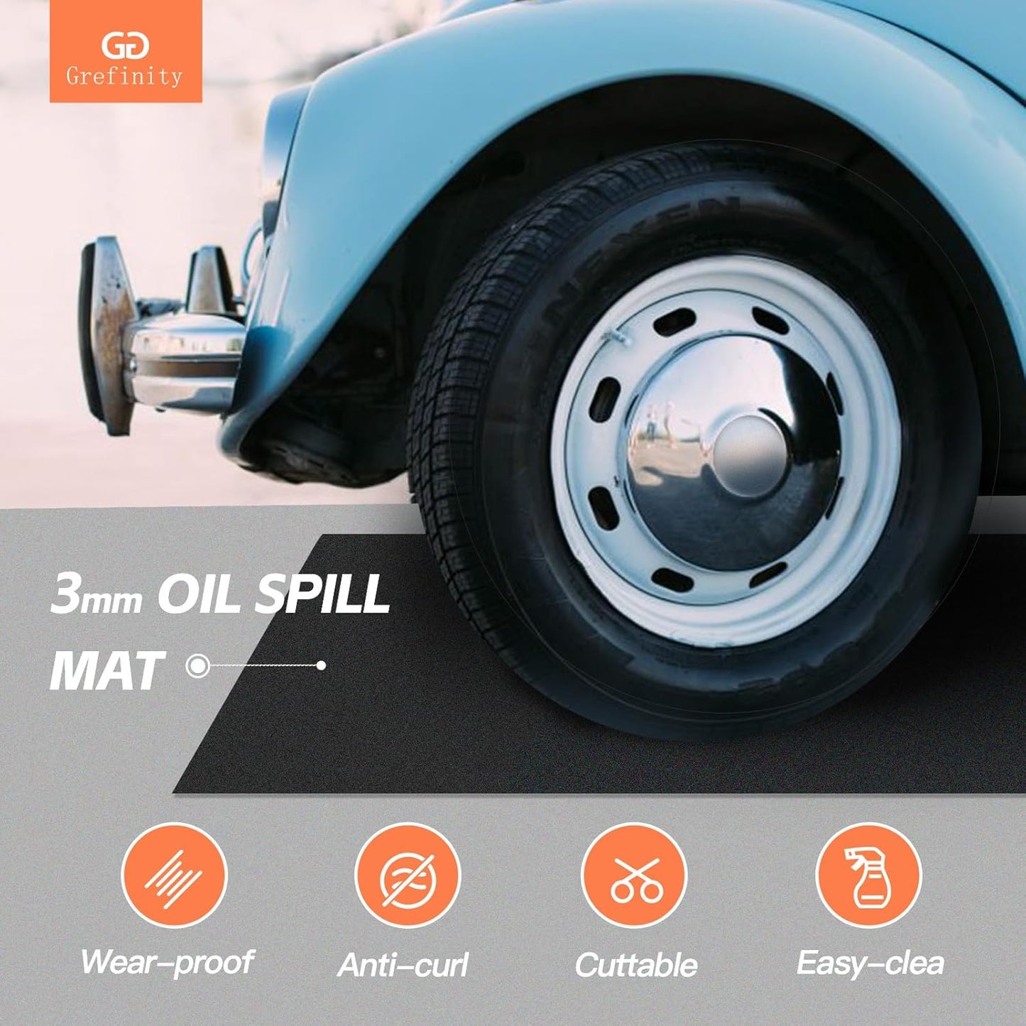 8.2’x 22' Garage Floor Mat & Oil Spill Mat, Heavy Duty Under Car Mat for Garage & Driveway, Protects Against Oil, Chemicals & Stains with TPE Anti-Leak Backing, Reusable & Washable