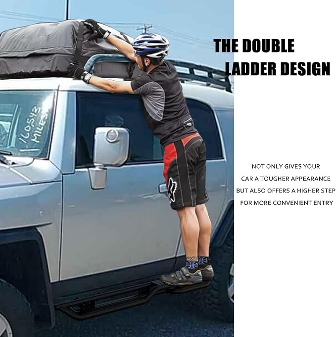 Running Boards Compatible with Chevy Colorado GMC Canyon 2015-2025 Crew Cab Two Stairs Offroad Heavy-Duty Steel Rock Sliders Step Bars Nerf Bars fit for 2015-2025 Chevrolet GMC Canyon CrewCab