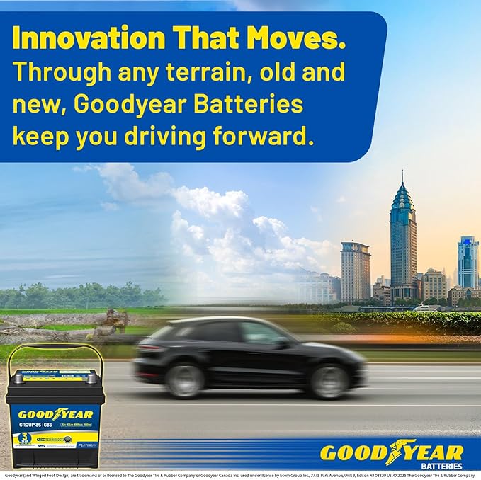 Goodyear 35-AGM BCI Group Size 35 12V 55 AH, 100RC, 650 CCA Platinum series Rechargeable AGM Maintenance Free Automotive Battery