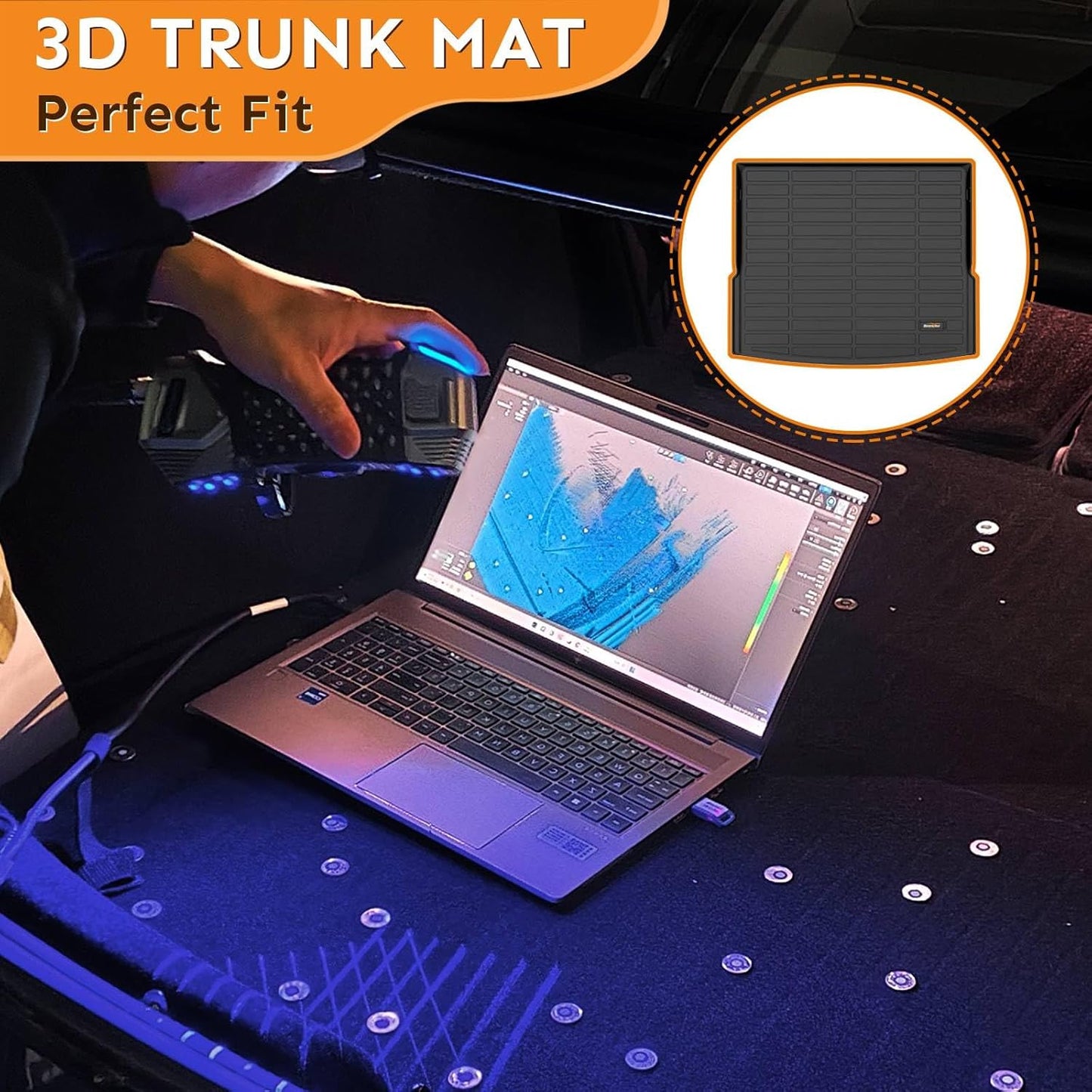 Binmotor-All Weather Car Floor Mats and Cargo Liner Set for BMW I4 2022-2025, 2 Rows with Cargo Mat TPE Rubber Liners for BMW I4 Accessories-Black