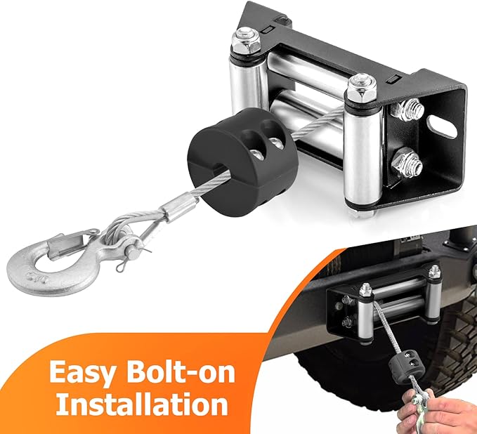 WeiSen 4500lb 12V ATV UTV Electric Winch Kit w/ 1/4" Synthetic Line, Winch Roller Fairlead & Link Stopper for Off Road Trailer Towing