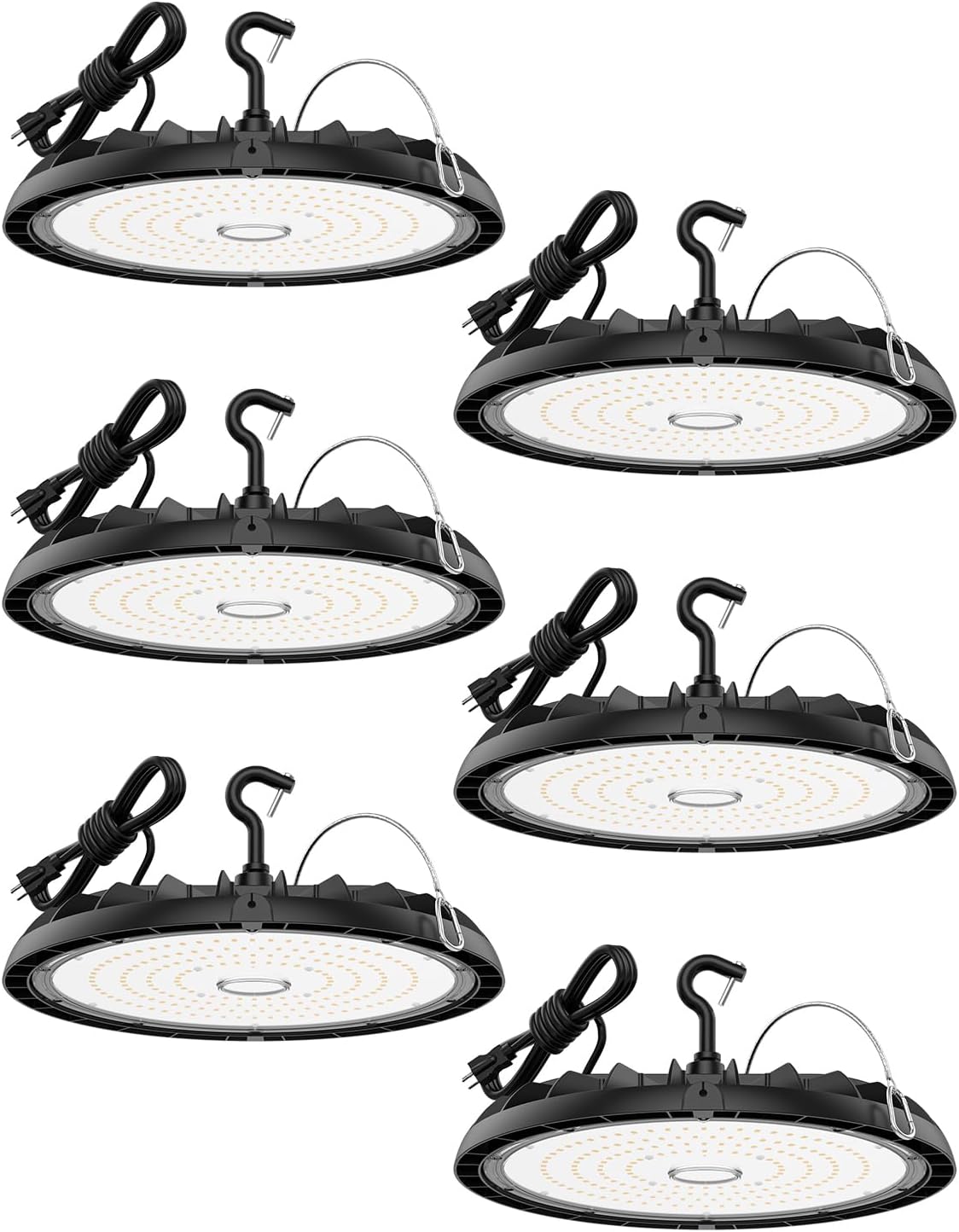 150W UFO LED High Bay Light 6-Pack 150LM/W 22,500LM High Bay Led Shop Lights 100-277V IP65 Waterproof Commercial Warehouse Lighting Fixture 5000K Daylight for Garage, Workshop, Factory, Gym