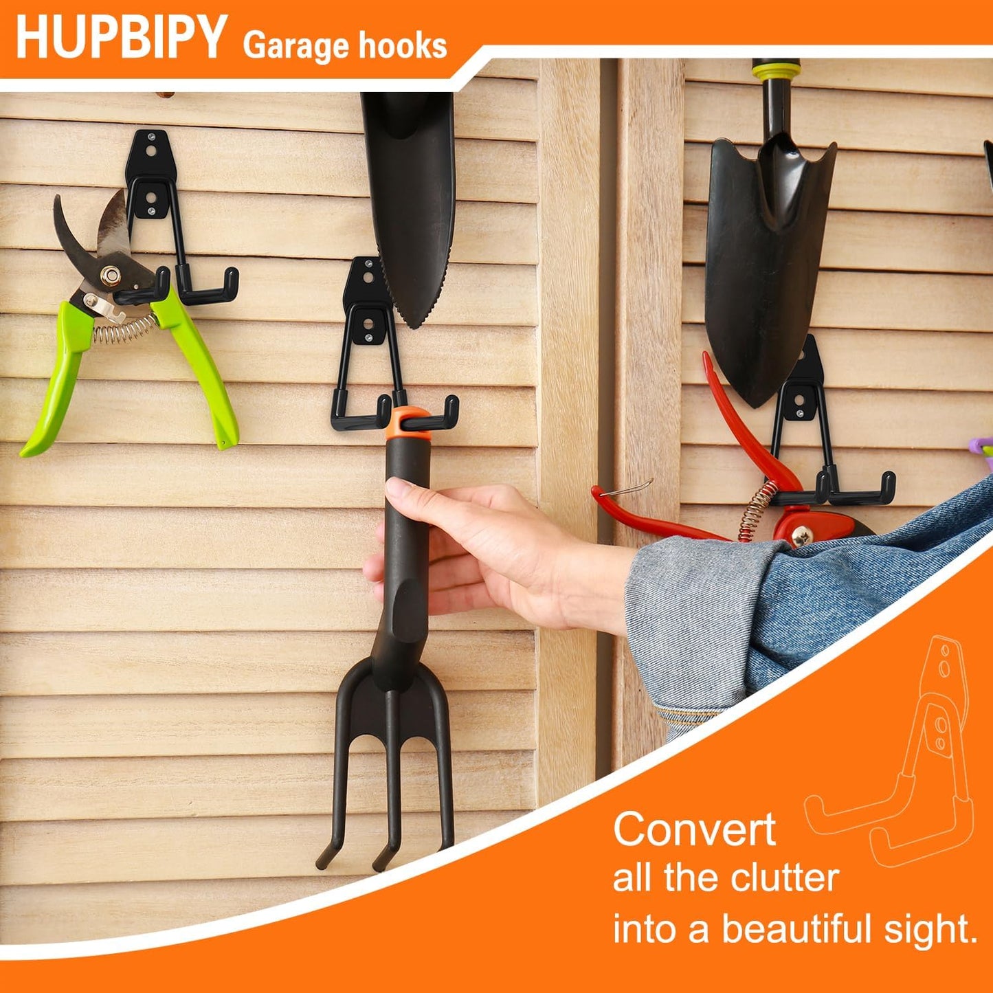 Heavy Duty Garage Hooks 6 Pack, 2.8 inch Small U Shaped Hanger, Wall Mounted Storage System, Power and Garden Tool Organizer, for Hanging Ladders, Hose, Bulk Items and More