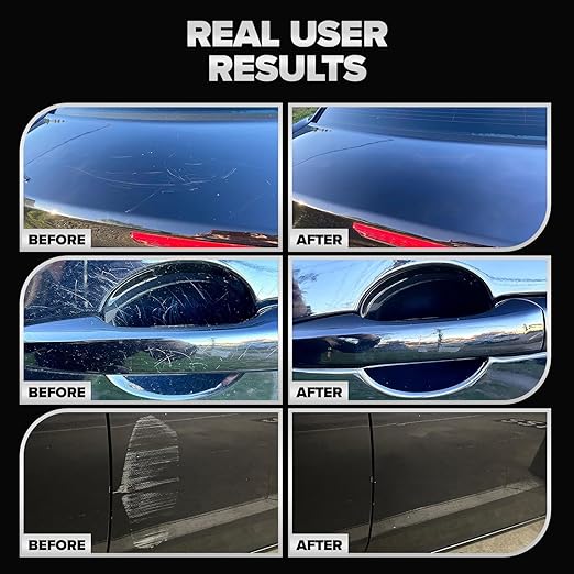 Carfidant Black Scratch and Swirl Remover - Car Paint Scratch Repair & Polishing Compound Kit with Buffer Pad - Restores Gloss & Removes Swirls, Oxidation & Light Scratches - 8.4 fl oz