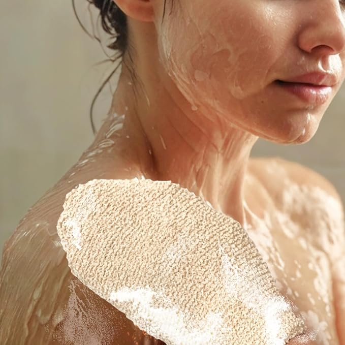 GUARD&MARINE Natural Shower Mitts - Hemp Bath Gloves for Skin Exfoliation, Mitt Washcloth for Body Scrub and Cleansing - Soft Loofah for Men and Women - Set of 2 Wash Mittens