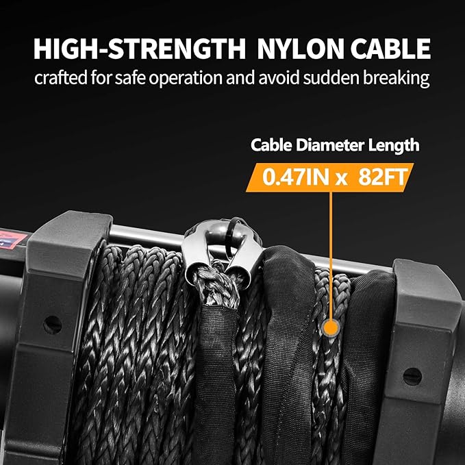 CXRCY 12V Electric Winch,20000LBS Load Capacity Synthetic Rope Towing Winches for Jeep Truck SUV,with Wired Handle and Wireless Remote