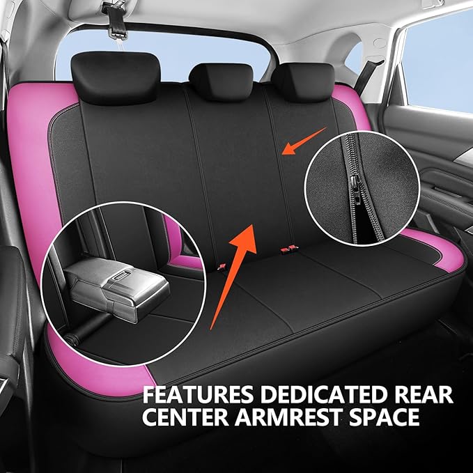 Seat Covers Neoprene Waterproof, Premium Cloth Car seat Covers Full Set, Composite EVA, Airbag Compatible, Universal Fit Automotive Seat Covers for Most Cars,Trucks,SUVs((Black Pink 816)