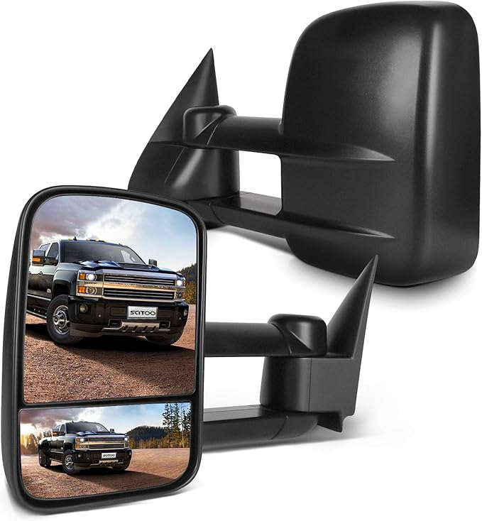 SCITOO Towing Mirrors for 2003-2007 Chevy GMC f-20250618 variations (1999-2007 Chevy/GMC Black - Manual Adjusted No Heated)