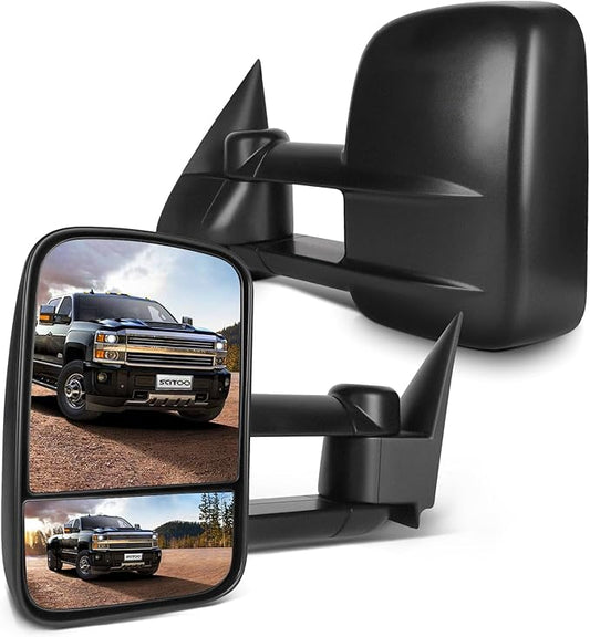 SCITOO Towing Mirrors for 2003-2007 Chevy GMC f-20250618 variations (1999-2007 Chevy/GMC Black - Manual Adjusted No Heated)
