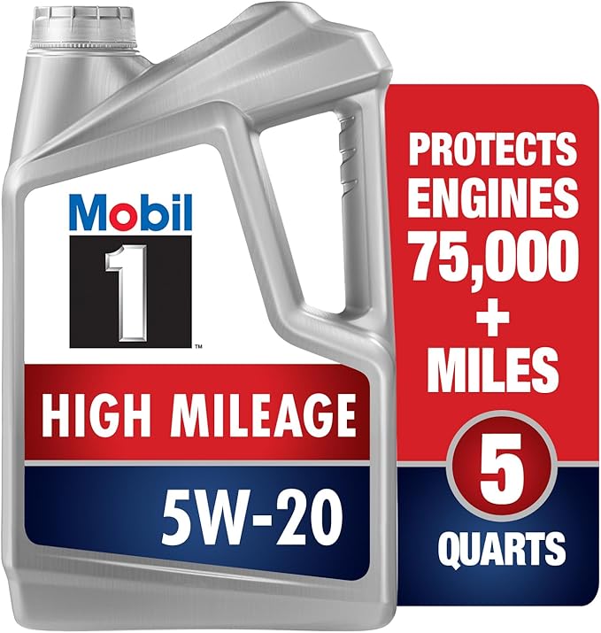 Mobil 1 High Mileage Full Synthetic Motor Oil 5W-20, 5 Quart