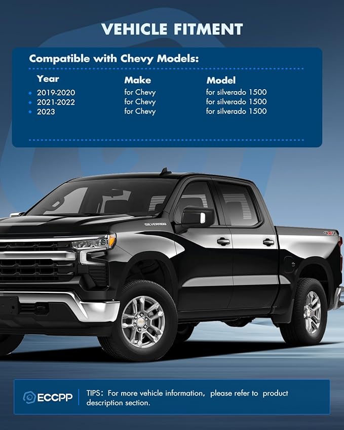 ECCPP Towing Mirrors Tow Mirrors Compatible With 2019-2023 For Chevy For silverado 1500 Left Right Side With Power Heated Turn Signal on cover puddle light Blind spot light Temp sensor Manual Folding