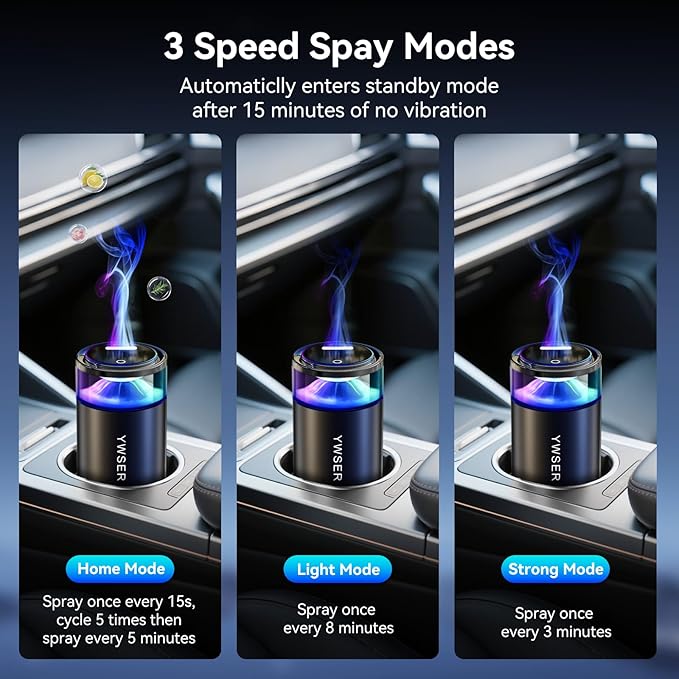 2025 Upgraded Smart Car Air Freshener Diffuser, New Car Smell Air Freshener Long Lasting, Auto On/Off,Car Scent with 8 Ambient Lights, Car Diffusers for Essential Oil (Snow Mountain)