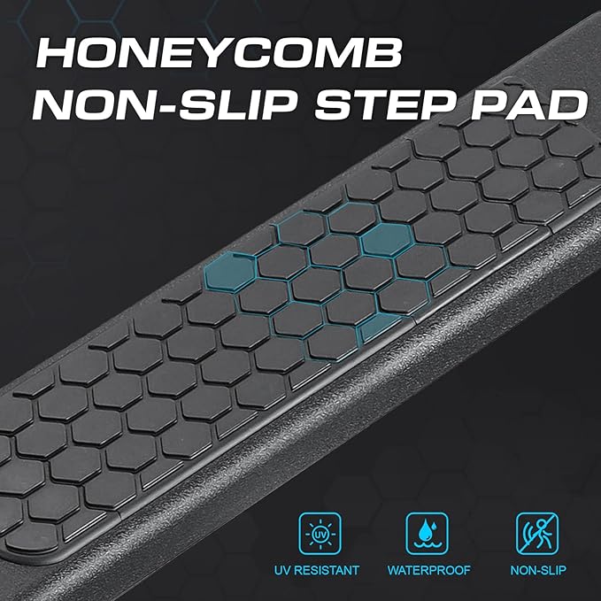 COMNOVA Side Steps Running Boards Compatible with 2019-2026 Dodge Ram 1500 (excl. Classic/2500/3500) Crew Cab New Body Style. 6.5 Inch Ram Rock Sliders Nerf Bars with Honeycomb Step Pad.