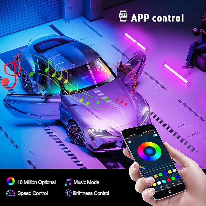 Dreamcolor Interior Car Lights, WEBUPAR Car Accessories 6 in 1 Car LED Strip Lights with APP Control and 213 Modes, 175 inches 593 LEDs Acrylic Fiber Optic Lights, RGB Neon Car Lighting