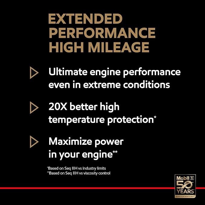 Mobil 1 Extended Performance High Mileage Full Synthetic Motor Oil 5W-30, 5 Quart