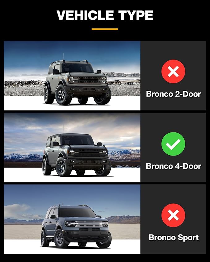 3W Floor Mats & Cargo Liner Fit for 2021-2024 2025 Ford Bronco 4 Door, TPE All Weather Custom Fit Floor Liner 1st 2nd Row and Full Set Trunk Mats, Black (Not for Bronco Sport & Rubberized Floor)