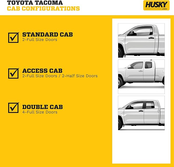 Husky Liners Weatherbeater Floor Mats | Fits 2005-2015 Toyota Tacoma, Double & Access CAB ONLY; 2005-2014 Tacoma Standard CAB | Front Row, 2-pc Black - 13941