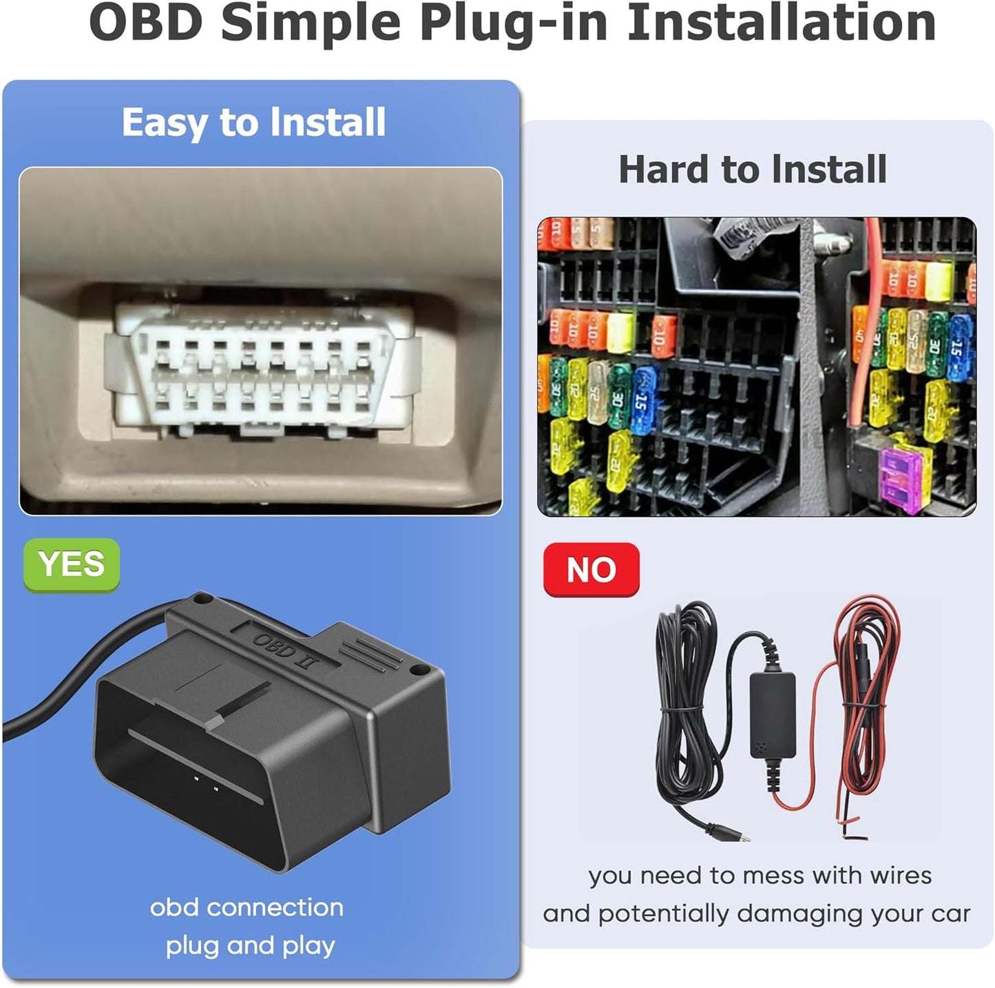 OBD Power Cable for Radar Detector,OBD to DC3.5 Radar Detector Cord,OBDII Charger Cable, Compatible with Cobr 380 480i Unide DFR1 Radenso Whistler 78se Cr97 etc Detector