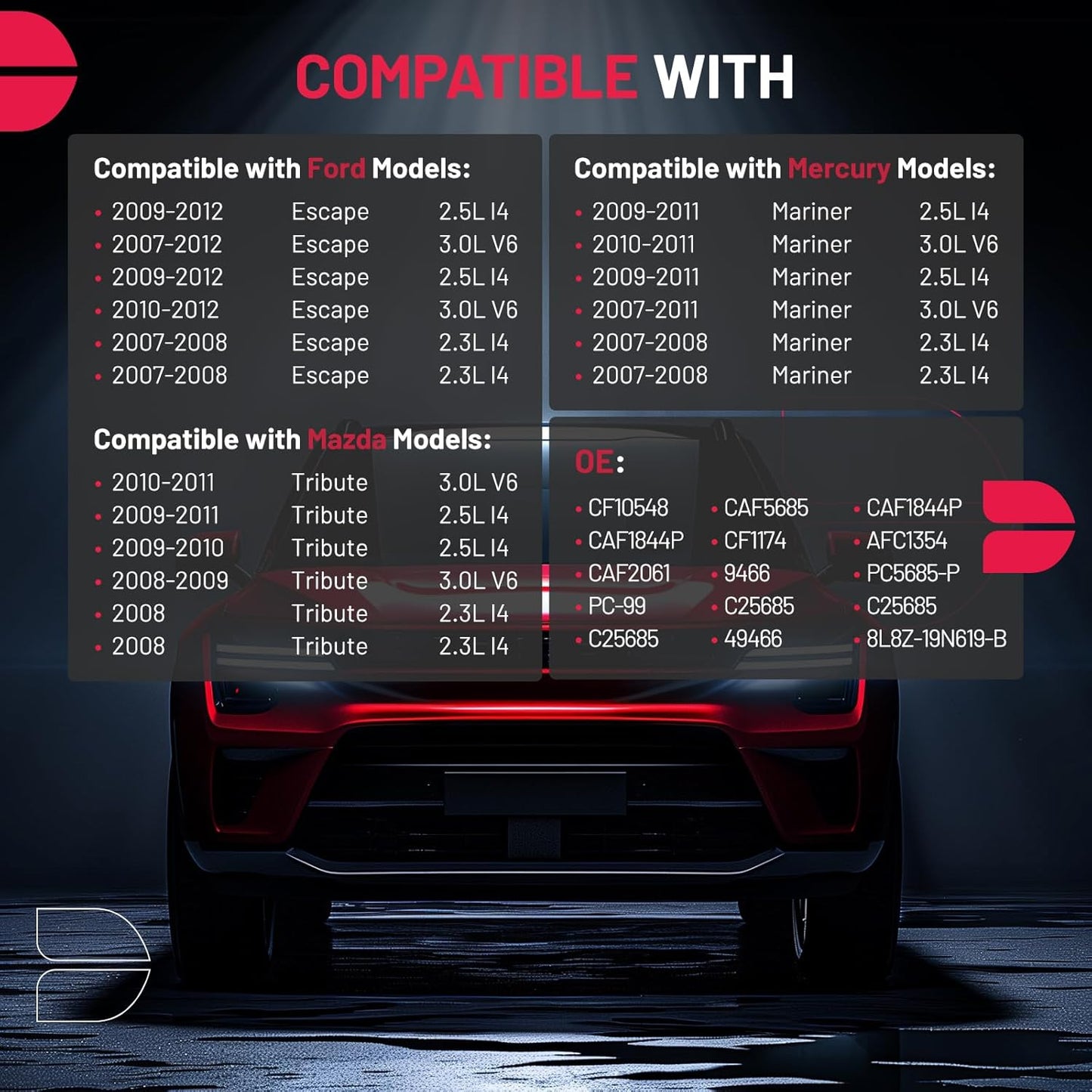 BDFHYK CF10548 Cabin Air Filter with Activated Carbon Compatible with Ford 2007-2012 Escape, Compatible with Mercury 2007-2011 Mariner, Replace# CAF5685, CAF1844P, CAF1844P, CF1174