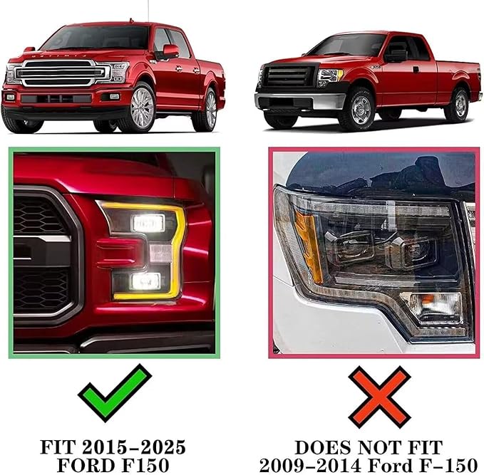 COMNOVA Pair Running Boards Compatible with 2015-2025 Ford F150 Crew Cab with 4 Full Size Doors, Truck Side Steps, Width 6 Inches, V Style Step Boards, Stainless Steel Nerf Bars, Step Bars.