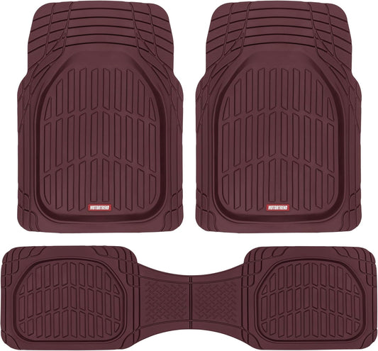 BDK Red All Weather Heavy Duty Car Floor Mats Interior Liners for Auto Van Truck SUV, Heavy Duty All Weather Protection, Fits Front & Rear