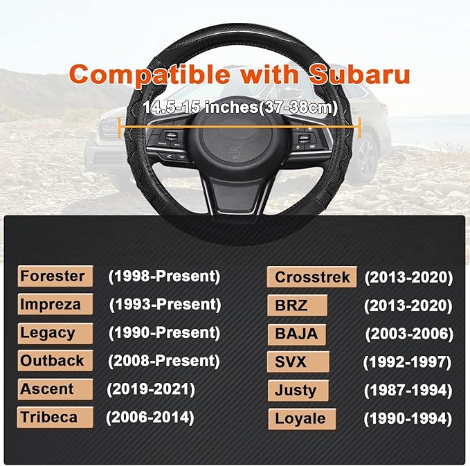 GIANT PANDA Steering Wheel Cover for Subaru Forester, Car Steering Wheel Cover for Subaru Outback and Crosstrek - Gray