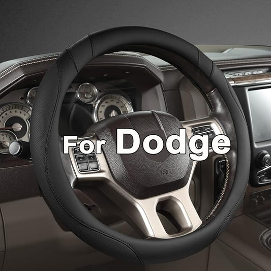 West Llama Customized Auto Car Steering Wheel Cover for Dodge 1989-2011 RAM 1500 2500 3500, Charger, Durango, Challenger (Black-Standard Size)