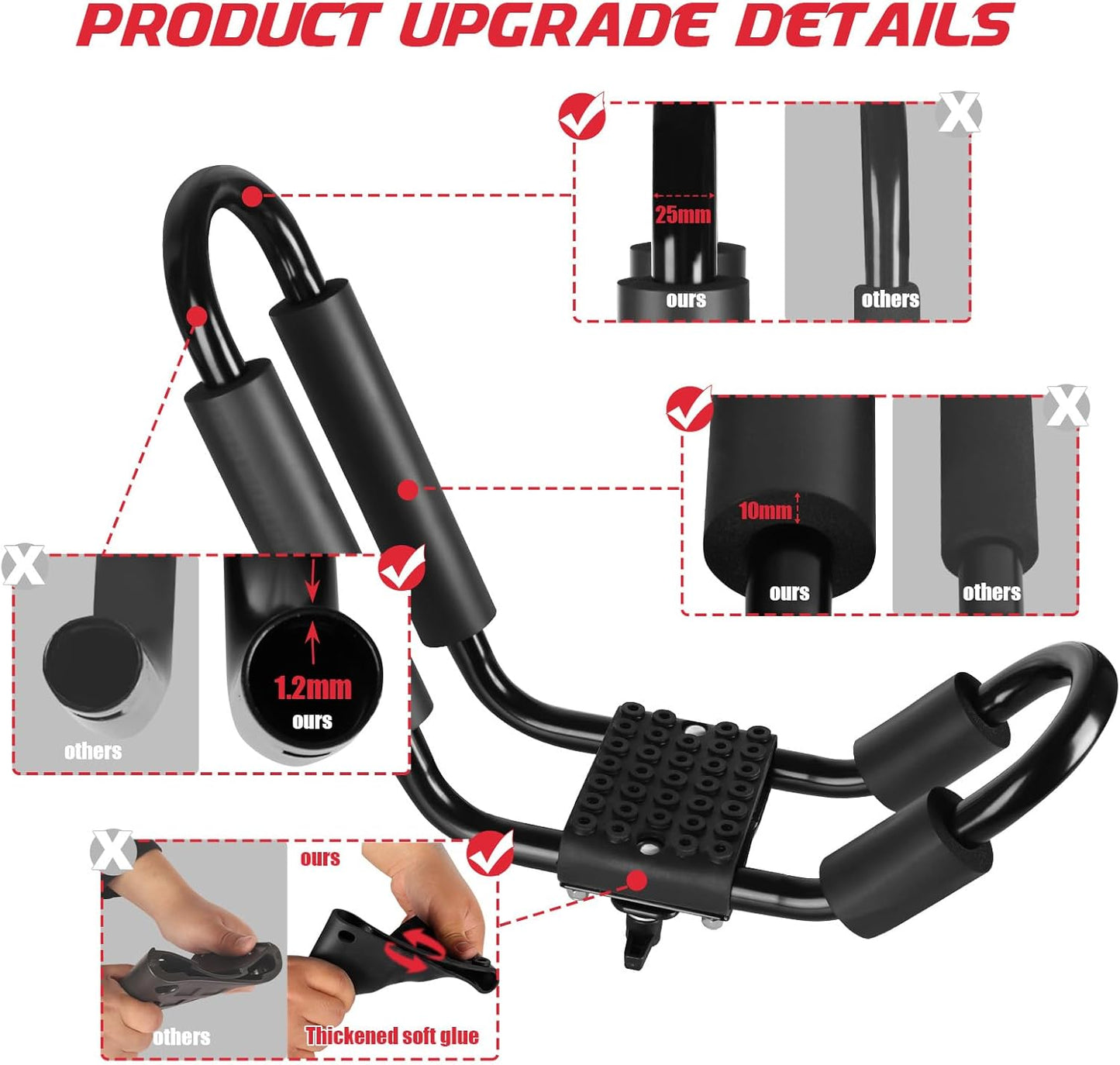 FORWODE Heavy Duty Kayak Roof Rack, 2 Pair J-Bar Kayak Rack with 4 Ratchet Tie, 4 S-Hook Ratchet Straps, 4 Anchor Belts for Kayak Canoe Boat Surf Ski on SUV Car Truck Crossbar