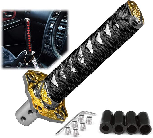EZAUTOWRAP 15cm Black White Shift Knob Samurai Sword Alloy Katana with Adapter Universal