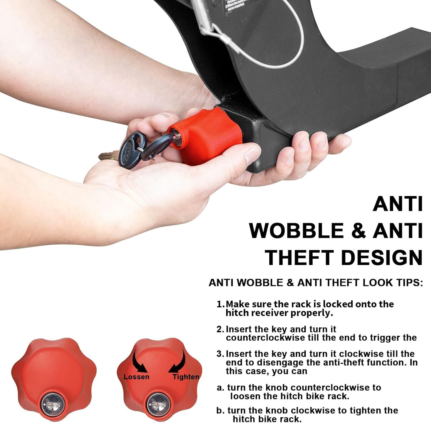 WEIZE 2 E Bike Rack Hitch Mounted, Wobble Free Smart Tilting Folding 2 Bicycle Electric Bike Racks with Lock, 2" Hitch Fits Up to 160 lbs Capacity with Up to 5.5" Fat Tires for Car, SUV, Trucks