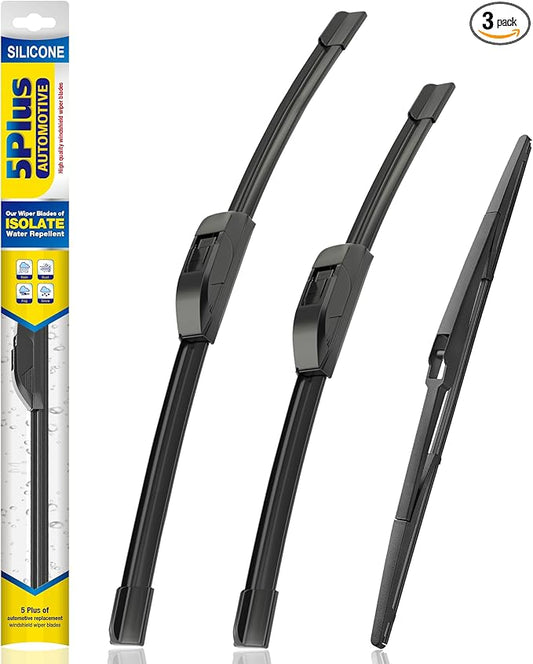 5 PLUS® Silicone Windshield Wipers Replacement for 2004 2005 2006 2007 2008 2009 Toyota Prius Wiper Blades(Set of 3),Automotive Replacement Windshield Wiper Blades For My Car-26"/18"/16"