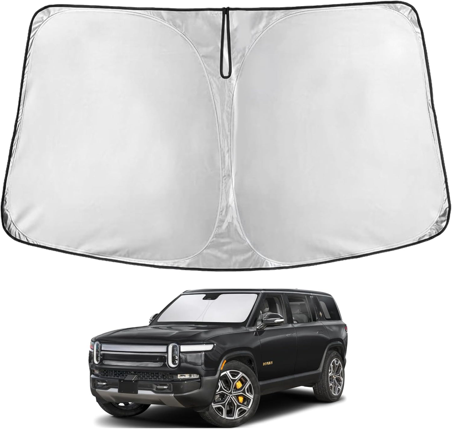 for Rivian R1S 2022-2024 2025 Windshield Sunshade Compatible for -EcoNour 240T Polyester Material Cars Sun Visor Reflector Blocks UV Rays - Foldable Sunshade Interior Protection Rivian Accessories
