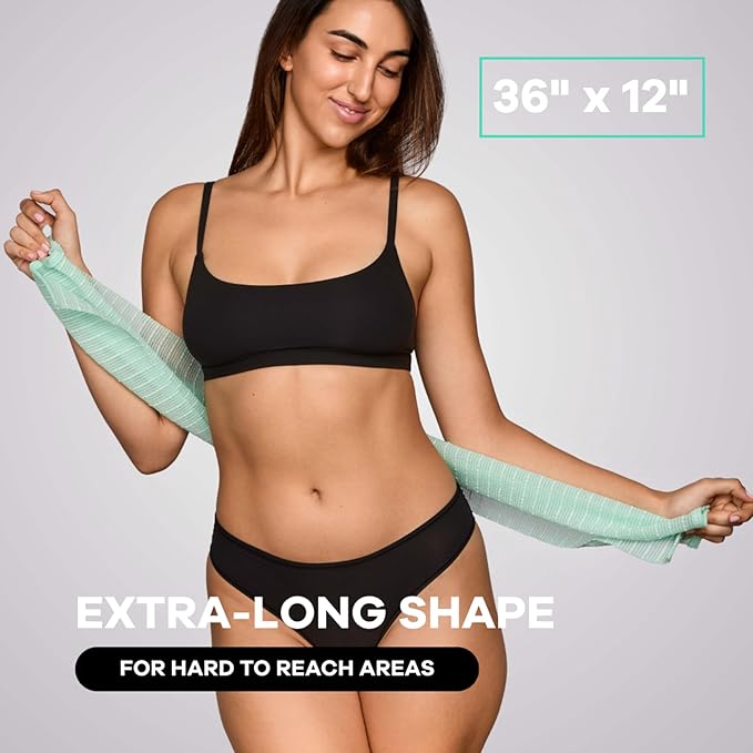 Dermasuri Japanese Exfoliating Shower Towel - Body Scrub Exfoliator & Back Scrubber Loofah for Men & Women, Exfoliating Shower Towel for Smooth & Glowing Skin, Removes Dry & Dead Skin, All Skin Types