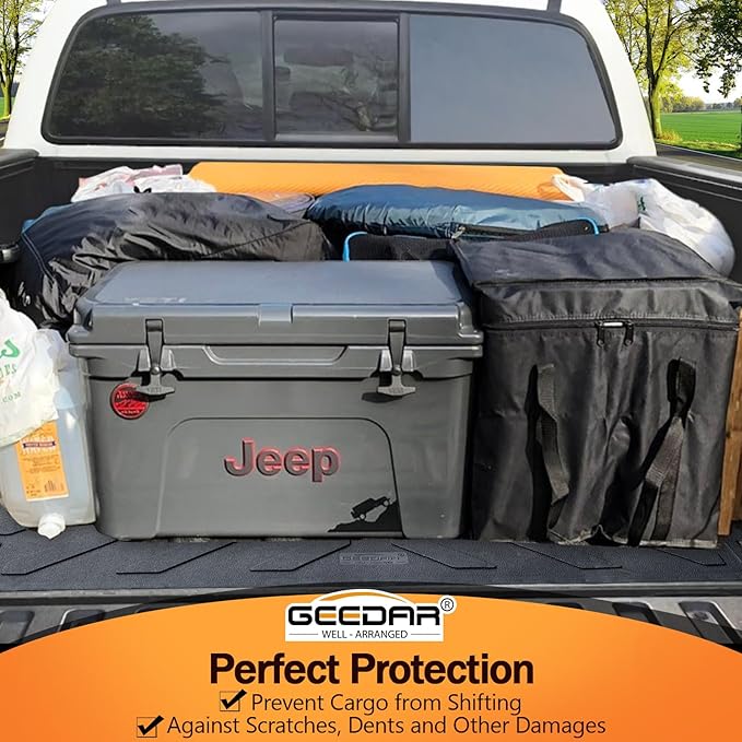 GEEDAR Rubber Bed Mat Compatible with 2024 2025 Toyota Tacoma 5Ft Heavy Duty Truck Bed Mat for Toyota Tacoma 5ft Truck Bed Liner, Heavy Duty Pickup Bed Accessories Cargo Mat